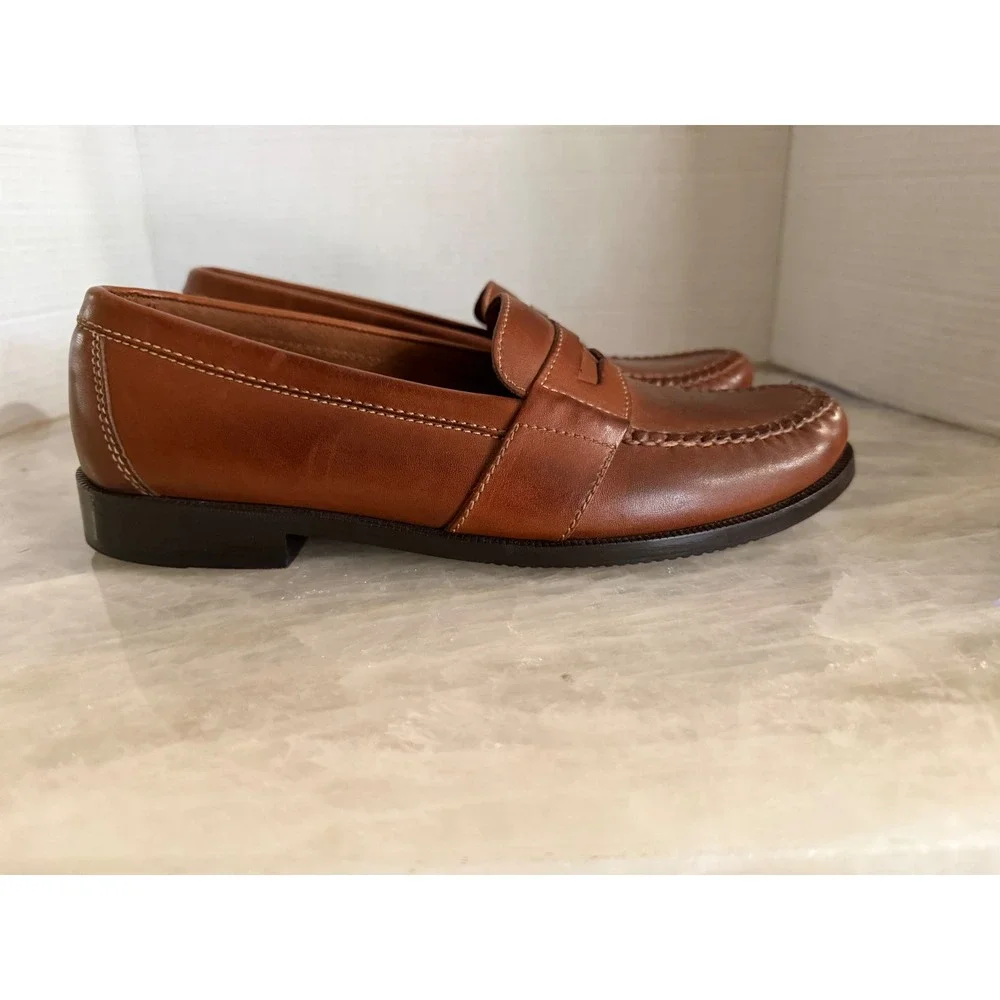 Cole Haan Penny Loafers Mens 10.5 M Brown Leather Moc Toe Slip On E07 01462 Good